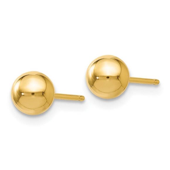 5mm (3/16 Inch) 14k Yellow Gold Polished Ball Friction Back Studs - Picture 2 of 5